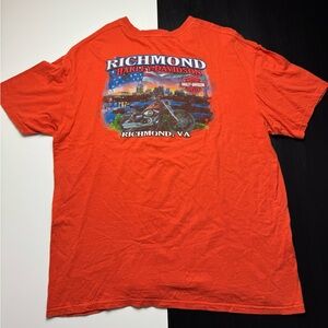 Harley Davidson T-Shirt Orange Richmond, VA Mens Size 2XL Biker
